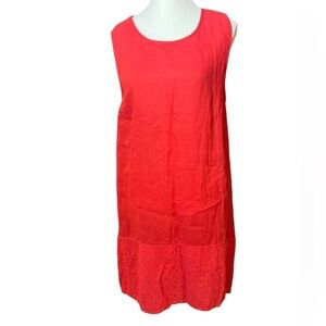 Terzo Millennio Italian linen dress with eyelet hem deep coral size medium